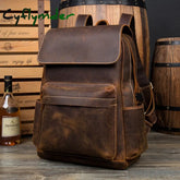 Cyflymder Fashion Leather Backpack Men Male Laptop For 15.6 Inch Computertravel Men’s Bagpack
