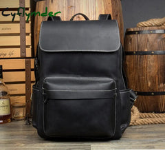 Cyflymder Fashion Leather Backpack Men Male Laptop For 15.6 Inch Computertravel Men’s Bagpack