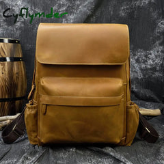 Cyflymder Fashion Leather Backpack Men Male Laptop For 15.6 Inch Computertravel Men’s Bagpack
