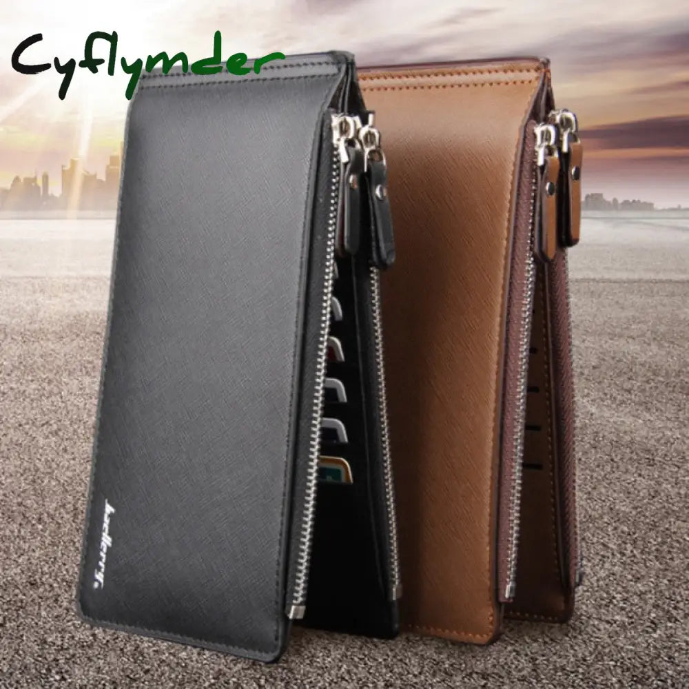 Cyflymder Fashion Leather Men Wallet Large Capacity 16 Slot Card Holder Famous Brand Bi-Fold