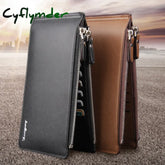 Cyflymder Fashion Leather Men Wallet Large Capacity 16 Slot Card Holder Famous Brand Bi-Fold