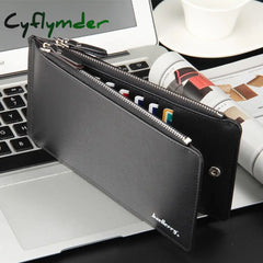 Cyflymder Fashion Leather Men Wallet Large Capacity 16 Slot Card Holder Famous Brand Bi-Fold