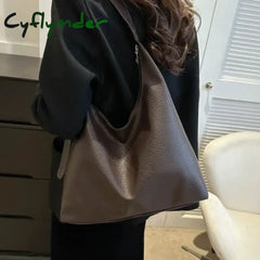 Cyflymder Fashion Leather Tote Bag for Women Trend Female Simple Large High Capacity Shoulder Bag Women Handbags