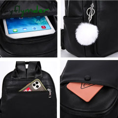 Cyflymder Fashion Leather Women Backpack For Teenager Girls Female Backpack Small Pu Travel