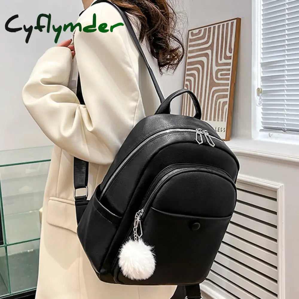 Cyflymder Fashion Leather Women Backpack For Teenager Girls Female Backpack Small Pu Travel