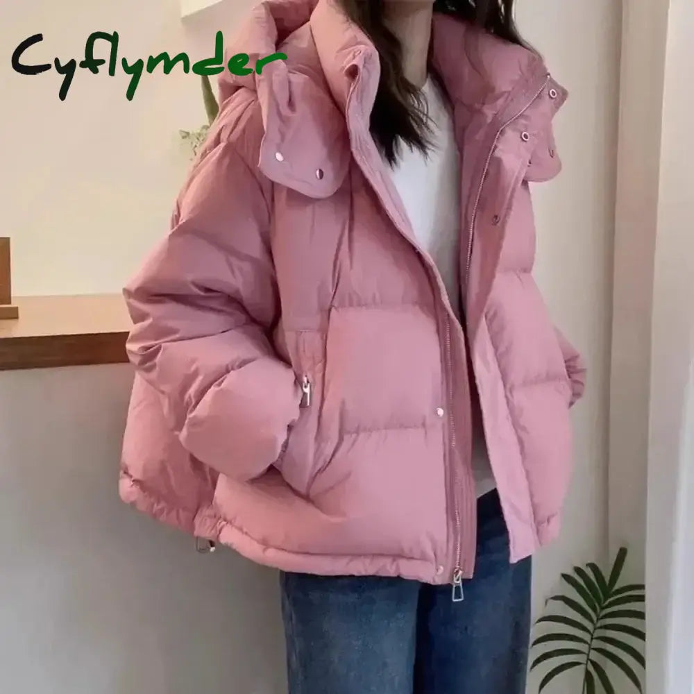 Cyflymder Fashion Parkas Jacket Women’s Korean New Autumn Winter Loose Hooded Thicken Warm Down Cotton Padded Short