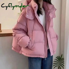 Cyflymder Fashion Parkas Jacket Women’s Korean New Autumn Winter Loose Hooded Thicken Warm Down Cotton Padded Short