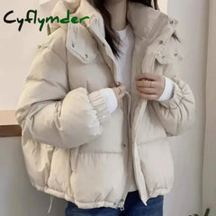 Cyflymder Fashion Parkas Jacket Women’s Korean New Autumn Winter Loose Hooded Thicken Warm Down Cotton Padded Short