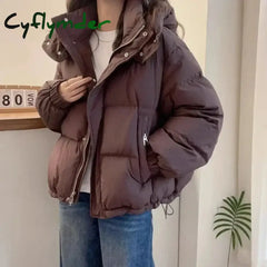 Cyflymder Fashion Parkas Jacket Women’s Korean New Autumn Winter Loose Hooded Thicken Warm Down Cotton Padded Short