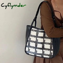 Cyflymder Fashion Plaid Design Women’s Tote Bag Large Capacity Ladies Travel Shopping Shoulder
