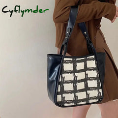Cyflymder Fashion Plaid Design Women’s Tote Bag Large Capacity Ladies Travel Shopping Shoulder