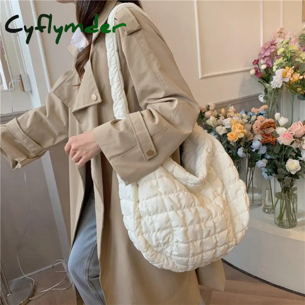 Cyflymder Fashion Pleated Women’s Shoulder Bag Large Capacity Ladies Casual Tote Travel Handbags