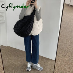 Cyflymder Fashion Pleated Women’s Shoulder Bag Large Capacity Ladies Casual Tote Travel Handbags