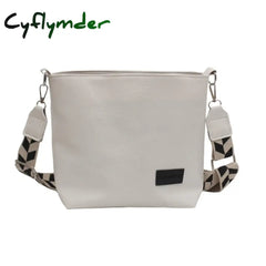 Cyflymder Fashion Pu Leather Shoulder Bucket Bag Simple Solid Color Messenger Plaid Pattern Strap