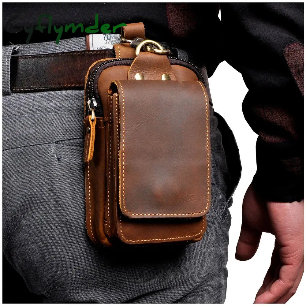 Cyflymder Fashion Quality Leather Small Summer Pouch Hook Design Waist Pack Bag Cigarette Case