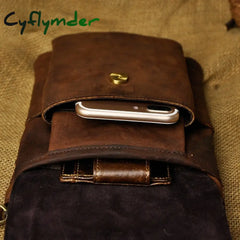 Cyflymder Fashion Real Leather Multifunction Casual Waist Pack Cross-Body Bag Satchel Messenger Hip