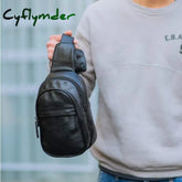 Cyflymder Fashion Simple Men’s Small Chest Bag Messenger Korean Casual Soft Leather Shoulder