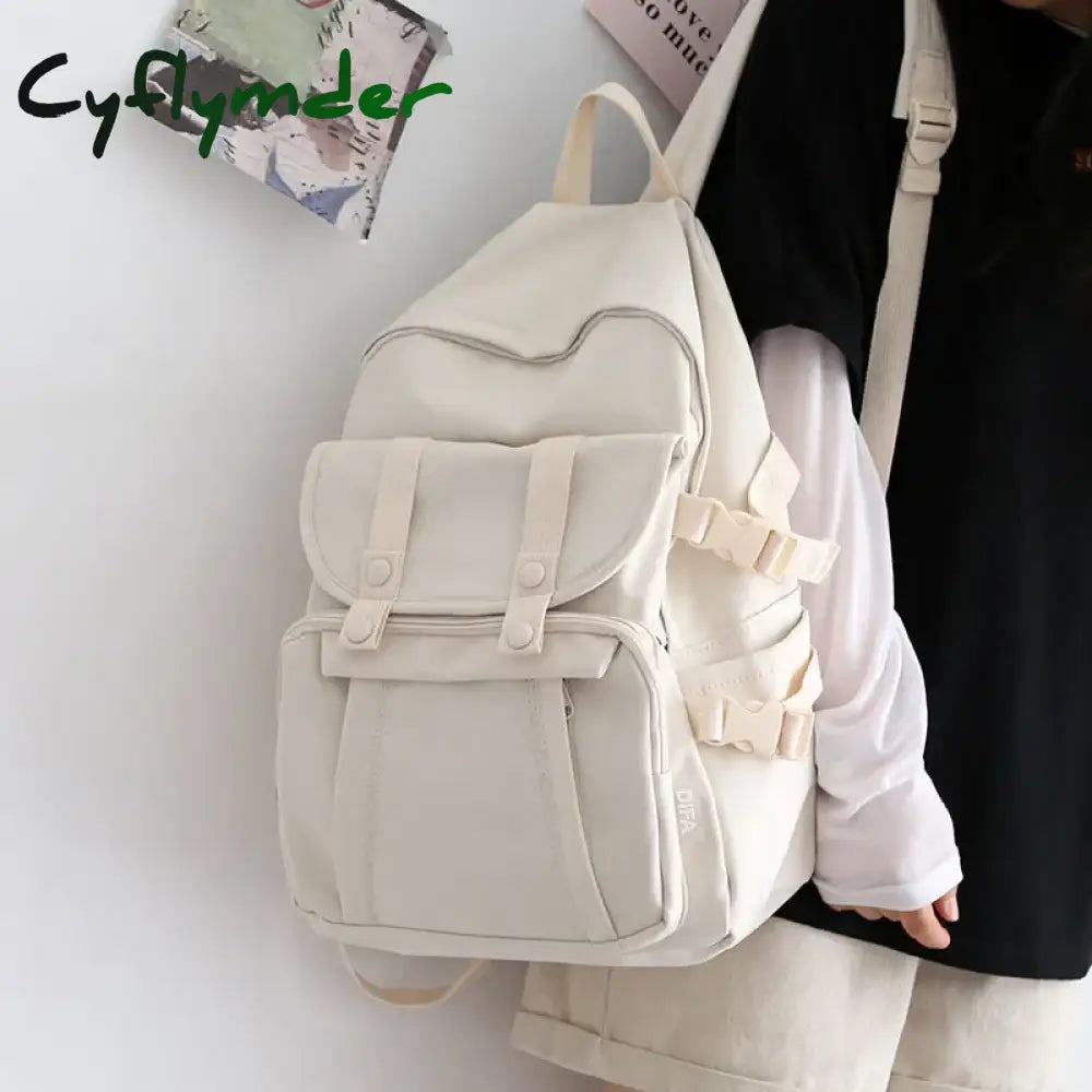 Cyflymder Fashion Solid Color Backpack Women New Waterproof Shoulders School Bags For Teenagers