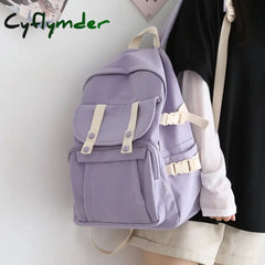 Cyflymder Fashion Solid Color Backpack Women New Waterproof Shoulders School Bags For Teenagers