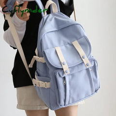 Cyflymder Fashion Solid Color Backpack Women New Waterproof Shoulders School Bags For Teenagers
