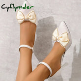 Cyflymder Fashion Solid Color High Heels Women’s Summer New Bowtie Sexy One Word Buckle Casual Comfortable Shoes Women