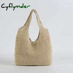 Cyflymder Fashion Straw Women Shoulder Bags Paper Woven Female Handbags Large Capacity Summer Beach