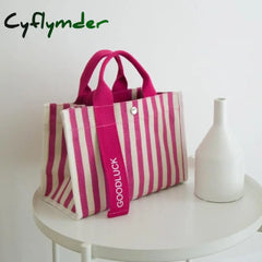 Cyflymder Fashion Striped Women Shoulder Bag Korean Style Canvas Sling Bags Small Square Crossbody