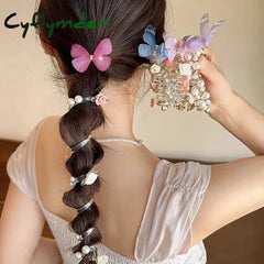 Cyflymder Fashion Sweet Butterfly Phone Line Hair Rope Ponytail Artifact For Women Girls Elegant Hair Ring Exquisite