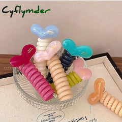 Cyflymder Fashion Sweet Heart Telephone Wire Line Elastic Rubber Braided elegant Hair Rope Tie For Women Girls Wedding
