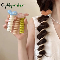 Cyflymder Fashion Sweet Heart Telephone Wire Line Elastic Rubber Braided elegant Hair Rope Tie For Women Girls Wedding
