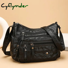 Cyflymder Fashion Trend Four Seasons Soft Leather Multi layer Multi pocket Car Seam Multi layer Single shoulder