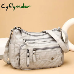 Cyflymder Fashion Trend Four Seasons Soft Leather Multi layer Multi pocket Car Seam Multi layer Single shoulder