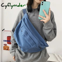Trend Waist Bags Ladies Canvas Waist packs Phone Pack Street Hip hop Belt Bags Large capacity Unisex Crossbody Chest Bag