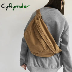 Cyflymder Fashion Trend Waist Bags Ladies Canvas Packs Phone Pack Street Hip Hop Belt Large