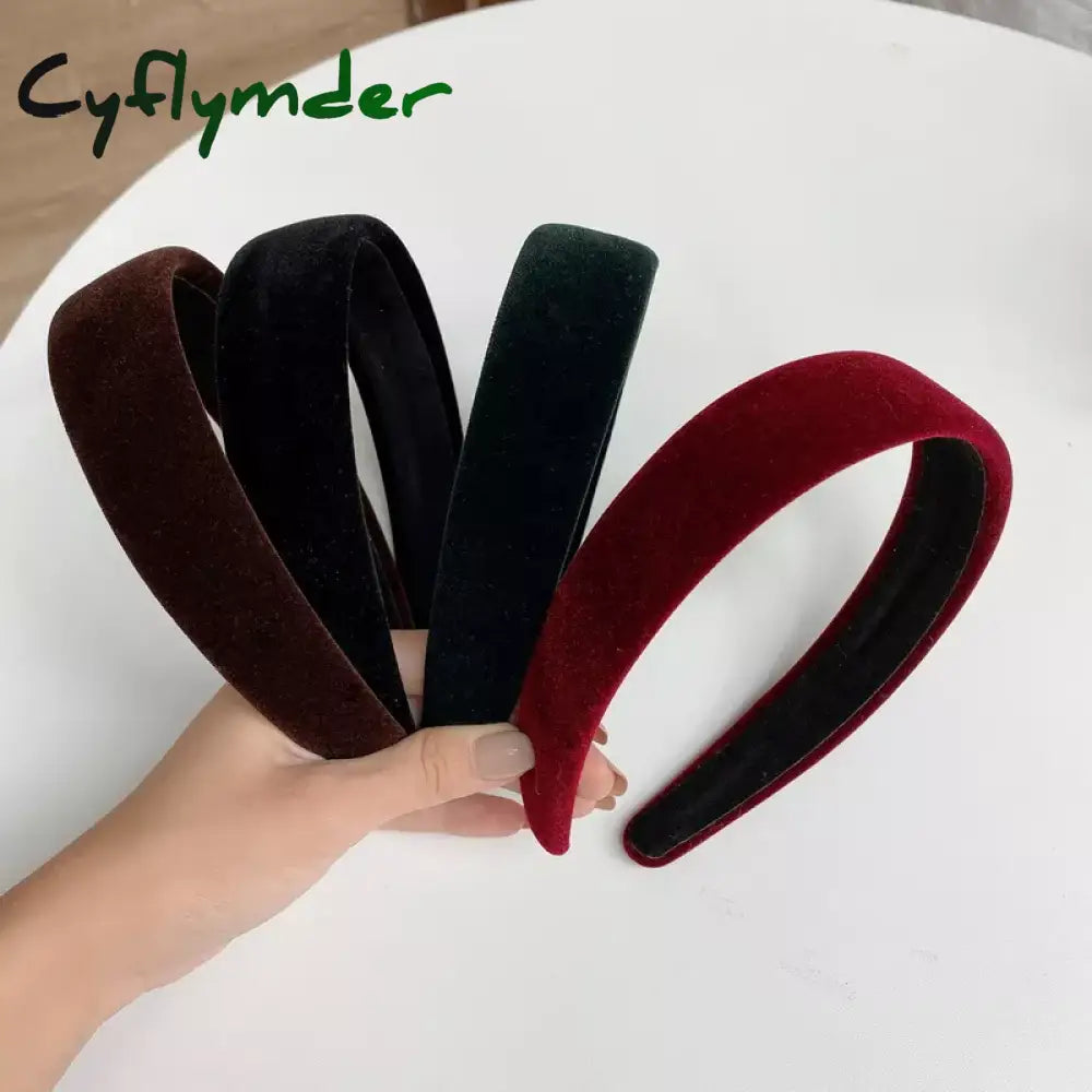 Cyflymder Fashion Velvet Headbands Women Wide Hairband Headwear Elasticity Hairbands Elegant Girl