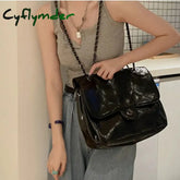 Cyflymder Fashion Vintage Shoulder Bag Pu Leather Solid Color Diamond Plaid Chain Handbag New Large
