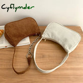 Cyflymder Fashion Vintage Women Handbags Corduroy Underarm Bag Casual Shoulder Bags Solid Color