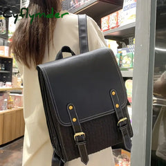 Cyflymder Fashion Woman Backpack Pu Leather Preppy Style School Bags For Teenagers Girls Simple
