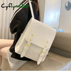 Cyflymder Fashion Woman Backpack Pu Leather Preppy Style School Bags For Teenagers Girls Simple