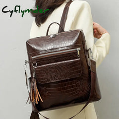 Cyflymder Fashion Woman Backpack Pu Leather Women’s Alligator School Backpacks For Teenage Girls