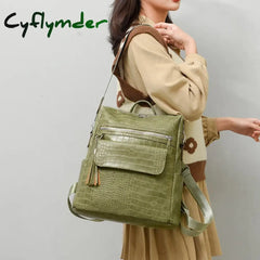 Cyflymder Fashion Woman Backpack Pu Leather Women’s Alligator School Backpacks For Teenage Girls