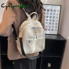 Cyflymder Fashion Women Backpack Luxury Soft Leather Backpacks Female School Bags For Teenage Girls