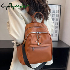 Cyflymder Fashion Women Backpack Luxury Soft Leather Backpacks Female School Bags For Teenage Girls