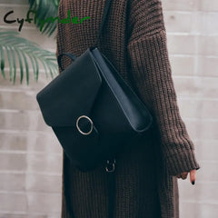 Cyflymder Fashion Women Backpack Pu Leather Retro Female Bag Schoolbags Teenage Girl High Quality