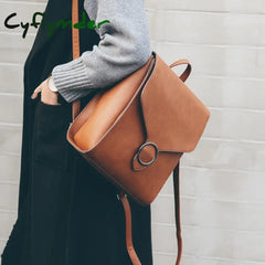 Cyflymder Fashion Women Backpack Pu Leather Retro Female Bag Schoolbags Teenage Girl High Quality
