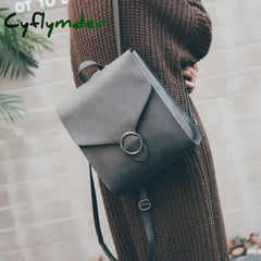 Cyflymder Fashion Women Backpack Pu Leather Retro Female Bag Schoolbags Teenage Girl High Quality