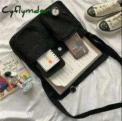Cyflymder Fashion Women Canvas Shoulder Bags for Youth Casual Ladies Large Capacity Crossbody Bags Solid Handbags