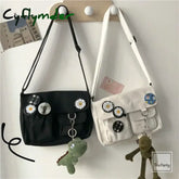 Cyflymder Fashion Women Canvas Shoulder Bags for Youth Casual Ladies Large Capacity Crossbody Bags Solid Handbags
