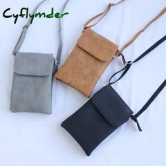 Cyflymder Fashion Women Crossbody Bag Pu Leather Mobile Phone Purse Bags Solid Flap Messenger Small