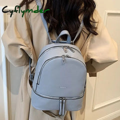 Cyflymder Fashion Women Leather Backpack High Quality Teen Girls Shoulder Bag Luxury Designer
